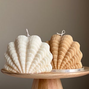 Huge Shell Candle Decorative Soy Wax Candle Clam shell candle Aesthetic Candle Pillar Candle Vegan Unique Candle Gift For Her image 1