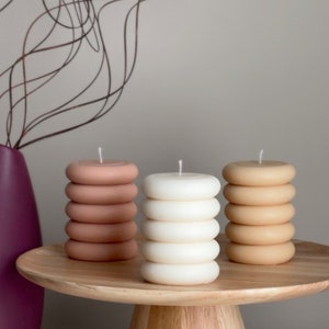 Round Pillar Candle | Soy Wax Candle | Decorative Candle | Wavy Pillar | Aesthetic Candle| Shaped Candle| Unscented Candles| Unique Candle