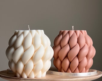 Large Swirl Knot Soy Candle | Trendy Minimalist Pillar Candle