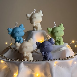 かわいいクリスマス トナカイ キャンドル | 手作りギフト | かわいいヘラジカ ソイ キャンドル | クリスマス デコレーション | 手作り彫刻キャンドル | 装飾品 | クリスマス ギフト