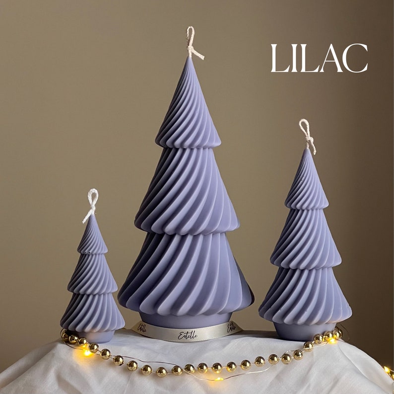 Swirl Ribbed Christmas Tree Candle: Handmade Soy Wax Decor - Etsy