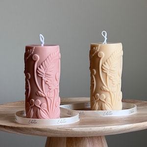 Fern Pillar Candle | Sculptural Plant Pillar Candle | House Warming Gift |Custom Color Scent |Aesthetic Soy Pillar Candle|Minimal Home Decor