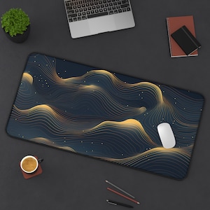 Blue Abstract Desk Mat: XL Neoprene Gaming Mousepad
