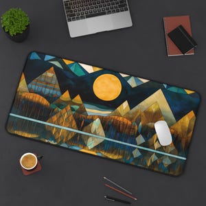Abstract Geometric Desk Mat: XL Neoprene Gaming Mousepad