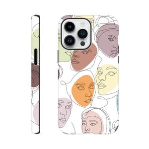 Abstract Faces One Line Art iPhone Tough Case