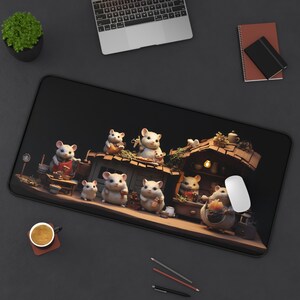 Cute Mouse House Kids Desk Mat | XL Mouse Pad | Desk Decor | Neoprene Rubber Desk Mat