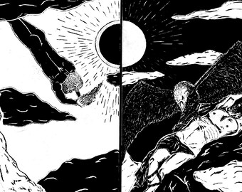 prometheus descending & prometheus atoning Fine art print 18in x 24in