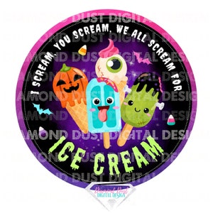 Grite por Sorvete Halloween redondo PNG impressão digital.