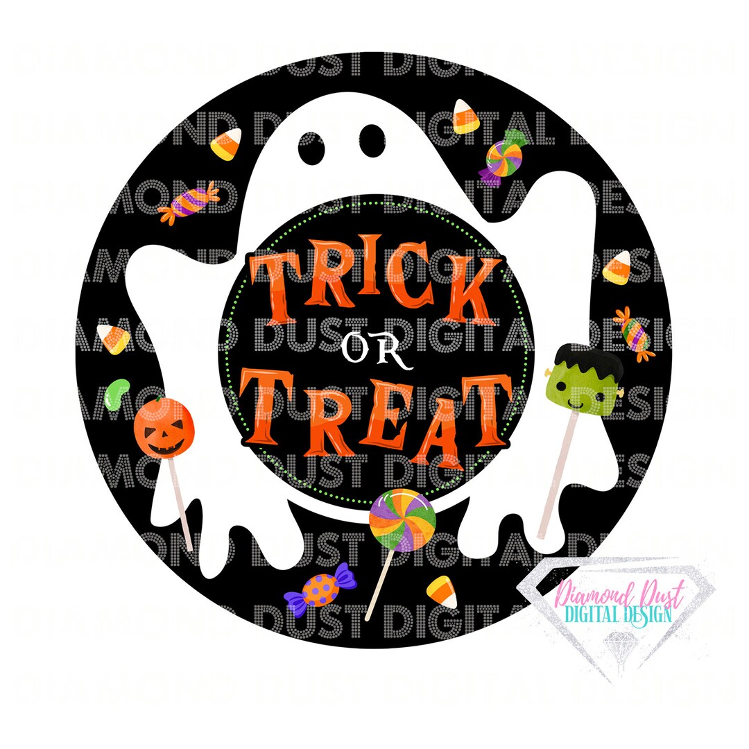 Trick or Treat Ghost Round Digital Print, Sublimation Graphics ...