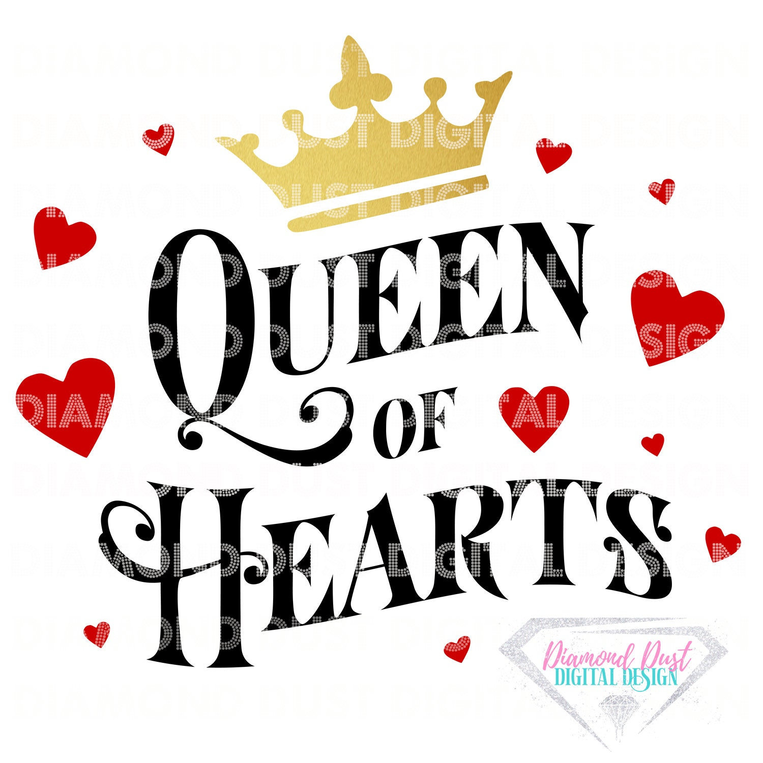 Queen of Hearts Digital Artwork PNG SVG. - Etsy
