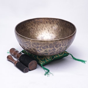 12 Inches Himalayan Handmade Full Moon Singing Bowls |Carving|Mallet & Cushion- Antique Sound Healing| Meditation and Yoga