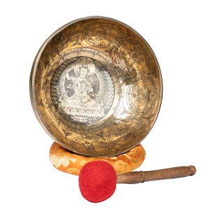 Authentic Tibetan Hand Beaten Jambati Singing bowl with High quality accessories || Beautiful Etching and Carving and Harmonious Tone