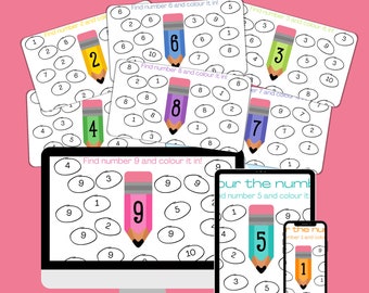Find and colour the number, number recognition worksheets, number colouring for toddlers, home school worksheets, learn your numbers 1-9