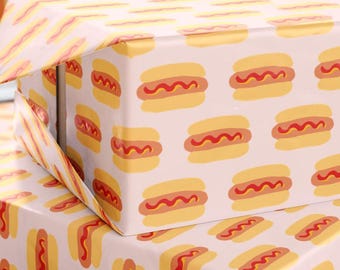 Fun Hot Dog Wrapping Paper - Cute Sausage Bun Gift Wrap for Foodies, BBQ Parties, Summer Birthdays - Unique & Playful Gift