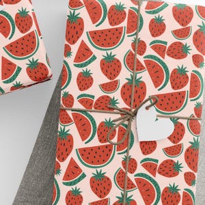 Fruit Wrapping Papers, Watermelon Strawberry Gift Wrap for Summer Picnic BBQ Kids Parties - Cute Design, Vibrant Pattern, High-Quality