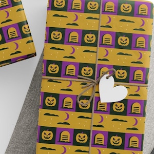 Spooky Halloween Gift Wrap - Jack O Lantern Tombstone Moon Creepy Party Wrapping Paper