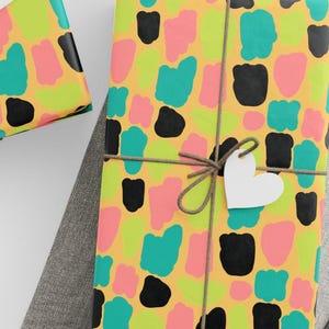 Papel de embrulho, papel de presente com padrão de rabiscos, papel de presente com arte geométrica para rabiscos, papel de embrulho de aniversário abstrato moderno, design criativo e divertido