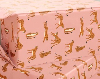 Pink Leopard Gift Wrapping Paper - Elegant Animal Print Sheets, Subtle Safari Pattern, Stylish Wild Cat Paper, Birthday, Christmas,