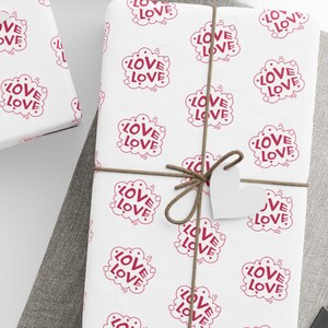 Papier do pakowania, Pop Art Red „Love” Comic Book Design, Opakowanie na prezent walentynkowy, Zabawne opakowanie na prezent urodzinowy, Zabawne opakowanie na święta,