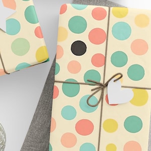 Wrapping Paper - Pastel Polka Dot, Fun & Colorful Gift Wrap, Birthday Wrapping Sheets, Party Paper