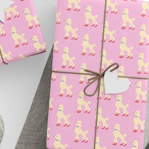 Pastel Pink Poodle Wrapping Paper - Cute Dog Gift Wrap for Girls, Pet Lovers & Birthdays