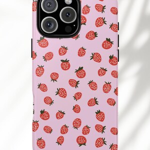 Strawberry Phone Case | Pink Cute Summer Fruit Pattern | iPhone, Samsung, Pixel