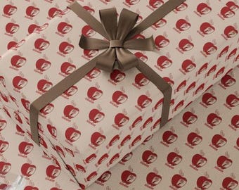 Retro Bookworm Apple Wrapping Paper - Bookish Teacher Gift