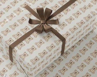 Teddybeer schattige cadeauverpakking babyshower, zacht dierlijk patroon inpakpapier, vellen cadeaupapier voor kinderen, cadeaupapier vakantie