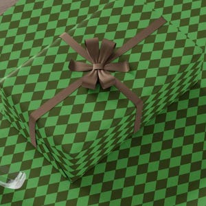 Matcha Green Argyle Wrapping Paper, Diamentowy wzór do pakowania prezentów, Kelly Gingham Gift Paper Birthday Wrap