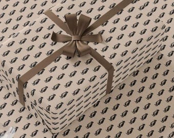 Wrapping Paper, Penguin Gift Wrap, Animal Pattern Sheets, Antarctic Bird Wrapping, Whimsical Wrapping Paper
