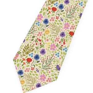 Men&#39;s Wildflower Floral Wedding Tie, Floral Print Necktie, Elegant Accessory for Weddings, Parties, Business Casual, Perfect Gift for Men