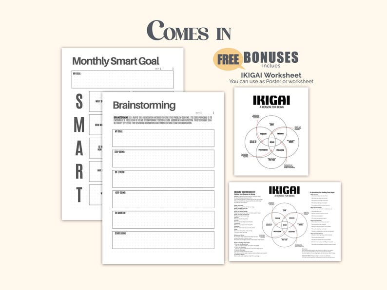 Monthly SMART Goal Planner & Brainstorming Worksheet | Printable Goal ...