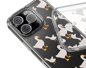 Phone Case, Silly Goose Pattern, Funny Bird Design, Playful Phone Cover, Bird Lover Gift, Clear Shell for iPhones, Galaxy