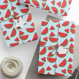 Watermelon Slice Wrapping Paper | Summer Fruit Gift Wrap | Picnic Aesthetic Present Paper, Fun Birthday Party Supplies, Red and Green