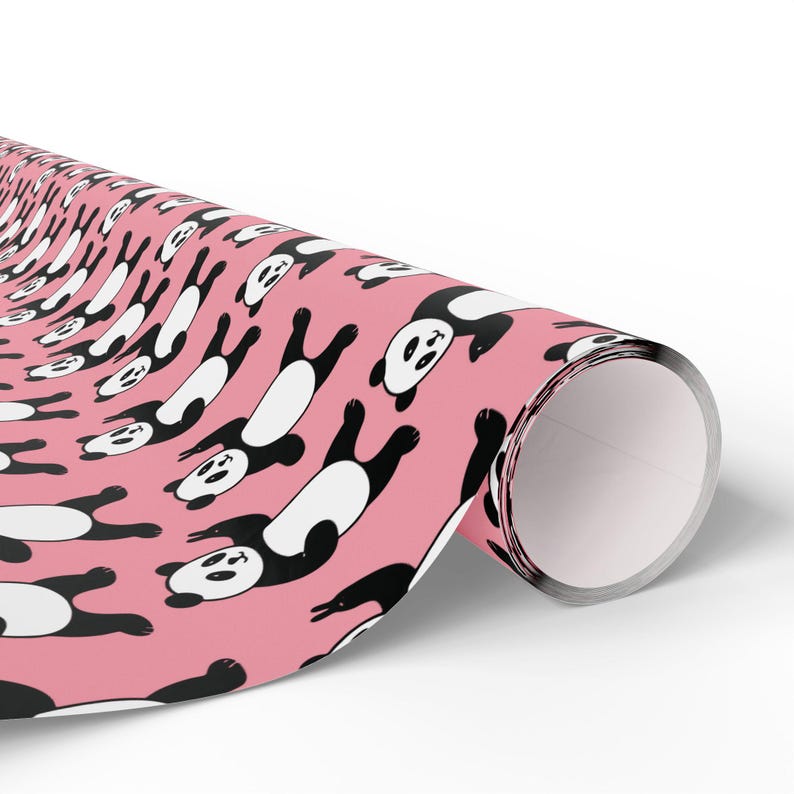 Panda Wrapping Kawaii Panda Wrapping Paper - Cute Pink Animal Gift Wrap, Happy Panda ...