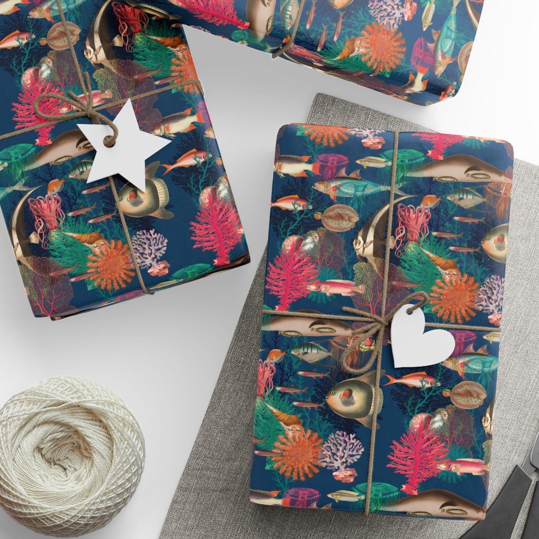 Underwater Fish Wrapping Paper | Ocean Life Gift Wrap | Marine Coral ...