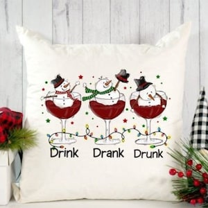 Funny Christmas Snow Man and Wine Printable, Clipart, Png