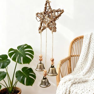 Pentagram Witch Bells for Home Protection, Hanging Wicca Bells for Door Knob, Handmade Pagan Protection Charm for Doors, Pagan Decor