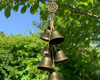 Hanging Bells for Door Protection, Wicca Hanging Bells for Temple, Hanging Pagan Bells for Windows, Hanging Door Hanger, Unique Pagan Gift