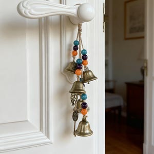 Hanging Bells Gift for Witchy, Witch Bells for Protectio Home, Handmade Witchy Decor, Boho Door Handle Decor