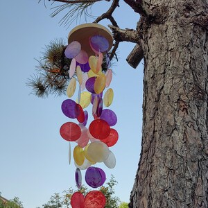 Handmade Rainbow Seashell Wind Chime, Handmade Colorful Shell Chime, Boho Coastal Decor, Rainbow Nursery Decor, Birthday Gifts