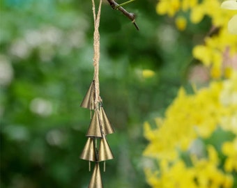 Rustic Bells, Witch's bells, 6 Con Shape Bells, Magic Witches Bells, Clears Negativity Energy, Door Hanging Home Protection Bells