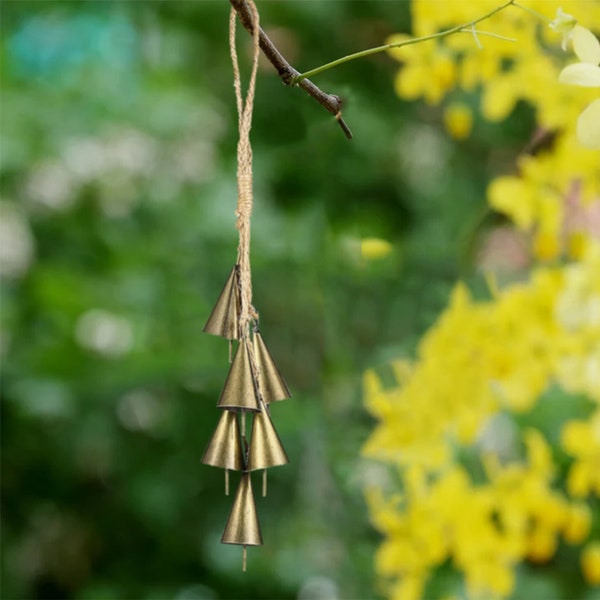 Rustic Bells, Witch's bells, 6 Con Shape Bells, Magic Witches Bells, Clears Negativity Energy, Door Hanging Home Protection Bells