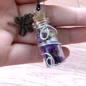 Lucky Spell Bottle Necklace, Spell Jar Necklace, Spell  Jewelry, Mini Jar Necklace,  Herb Magic, Manifestation Spell Jar, Wicca Gifts