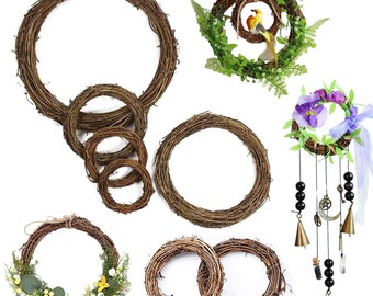 Natural Rattan Wreath Hoop in All Size- DIY Witch Bells, Wall Hangers, Flower Arrangement, Christmas Decor, Wedding Garlands Making Supplies