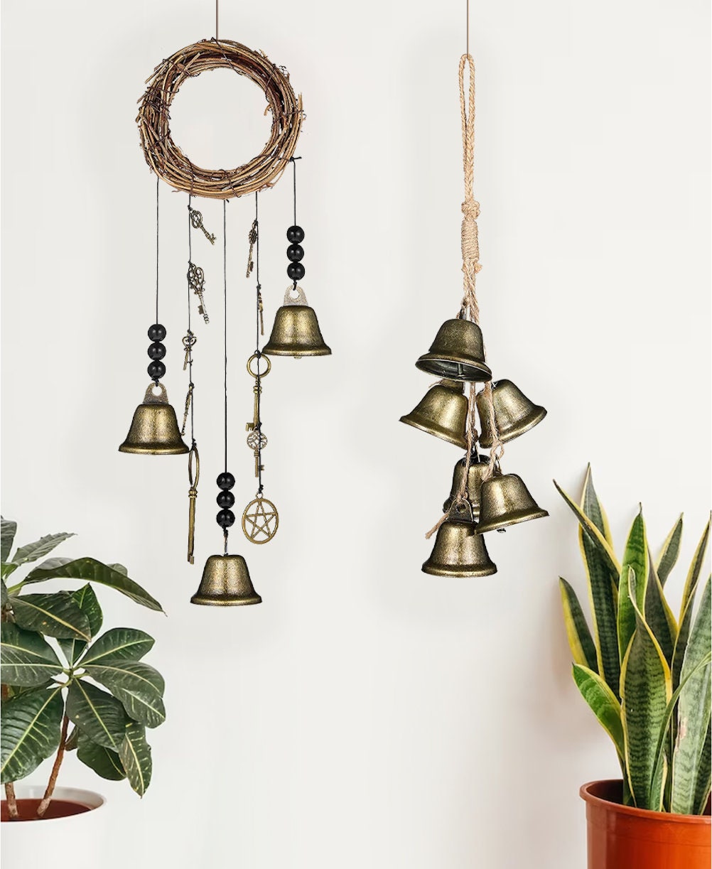Witches Bells Door Protection Charm Witchcraft Decor Wicca Decor Pagan Decor Wiccan Altar Supplies Magick Witchcraft Supplies Celtic Door Bells For Porch Garden Window Decoration