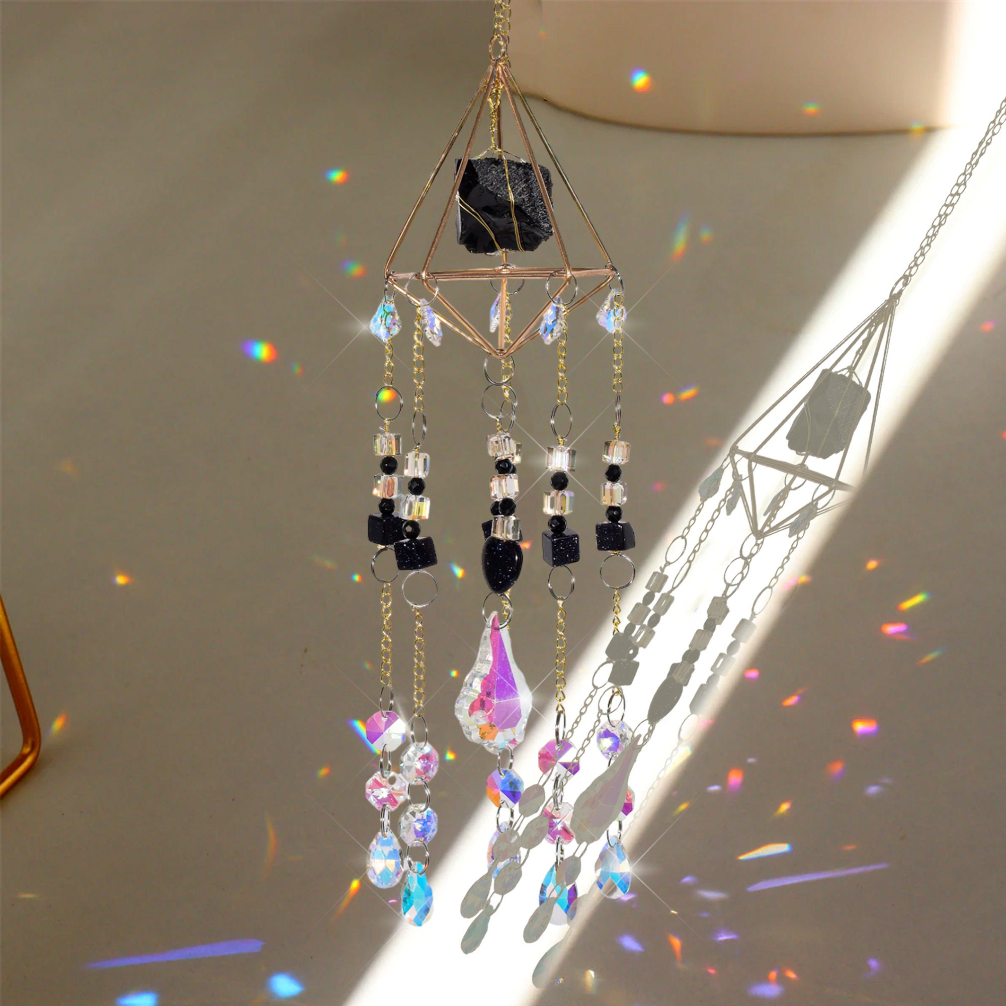 Suncatcher with Black Tourmaline, Sun Catcher Garden Stakes