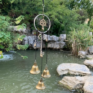 Enchanted Witch Bells, Hanging Witch Bells for Kitchen Door Knob, Handmade Witch Bells for Home Protection, Wiccan Door Charm, Pagan Decor