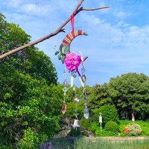 Handmade Witch Bells , Hanging Crystal Suncatcher, Rainbow Maker Crystal, Hanging Crystal Decor, Garden Decoration, Gift for Friend