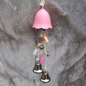 Pink Witch Bells, Witch Bells Wind Chime, Hanging Door Knob Protection Bells, Door protection charm, Witchy Decor Aesthetic, Gardening Gifts